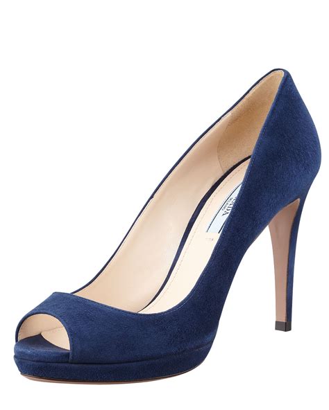 prada suede peep toe pumps|Prada boots and pumps.